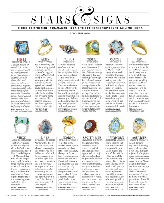 TOWN AND COUNTRY: STARS AND SIGNS. THE BLOOM RING WITH AQUAMARINE